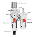 NANPU 3/8" NPT Auto-Drain Air Filter Regulator Lubricator Combo Water/Oil Trap - Image 2