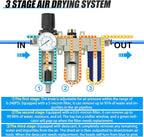 1/2" NPT Heavy Duty Industrial Grade 3 Stage Air Drying System, Auto Drain - Image 3
