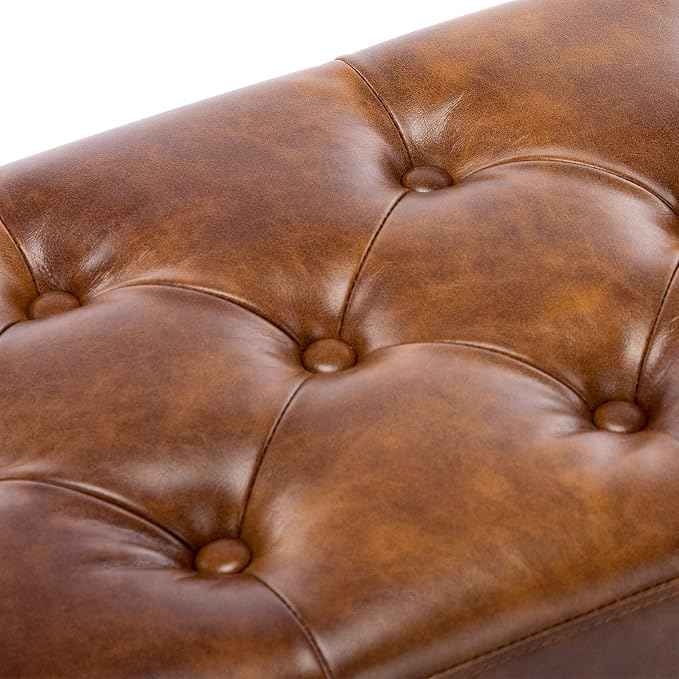 DUHOME Button-Tufted Ottoman Bench, Upholstered Bedroom Benches Leather