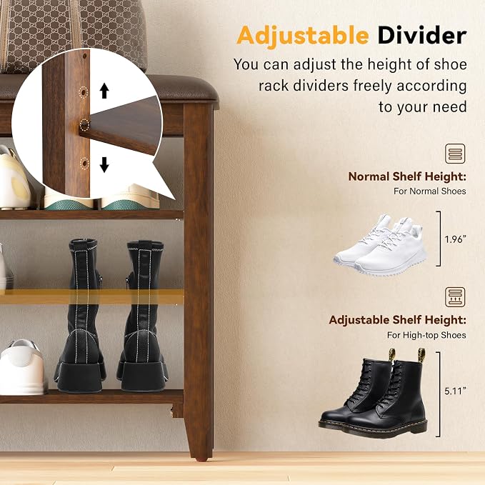 Shoe Bench Storage Rubberwood - Image 6