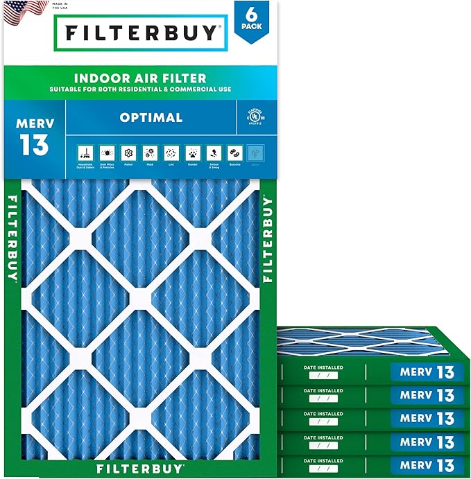 Filterbuy 8x24x1 Air Filter MERV 13 Optimal Smoke & Allergy Defense, by Filterbuy
