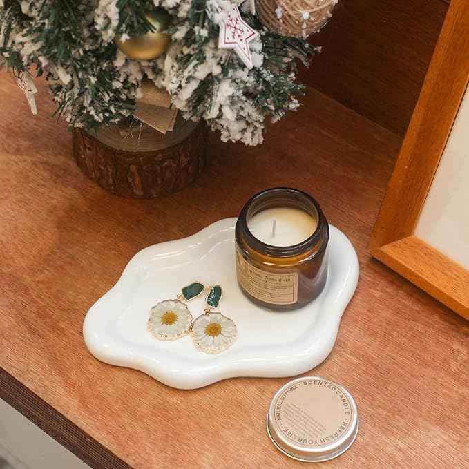 Ceramic Jewelry Tray Trinket Dish, Decorative Cloud Vanity Key Tray