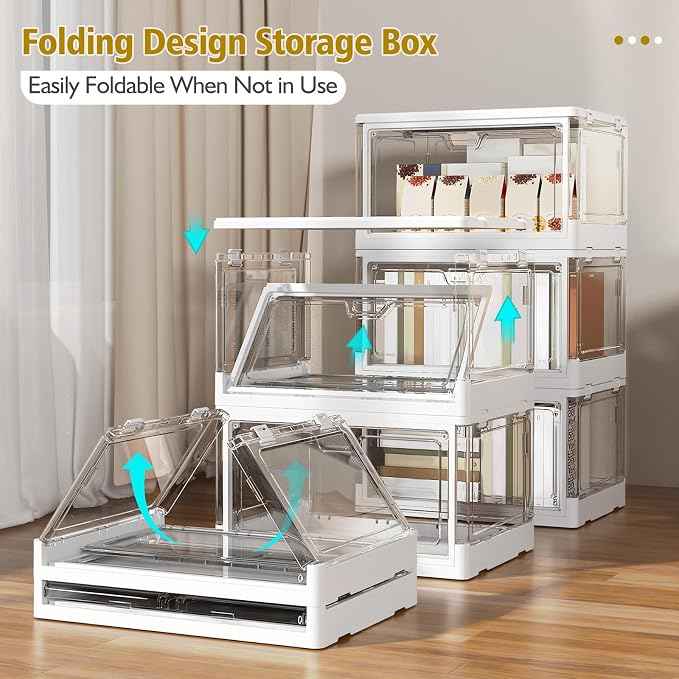 Clear Storage Bin with Lid 3 Pack 【Stackable & Sturdy】 Plastic Multifunctional