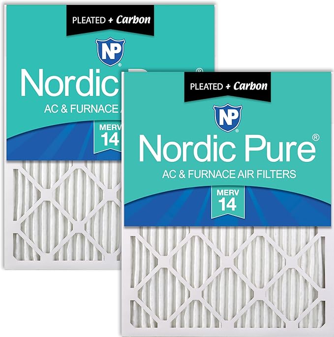 Nordic Pure 14x20x1 Pleated Air Filters MERV 14 Plus Carbon 2 Pack by NordicPure