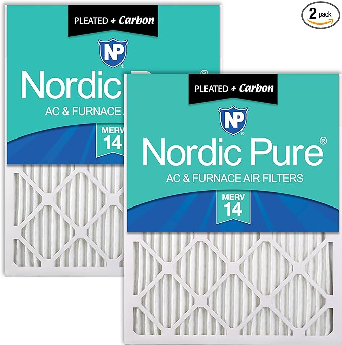Nordic Pure 18x24x1 Pleated Air Filters MERV 14 Plus Carbon 2 Pack by NordicPure