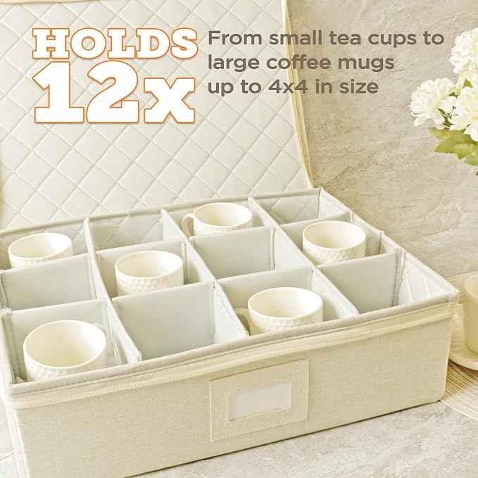storageLAB Cup and Mug Storage Containers, Hard Shell Storage Case