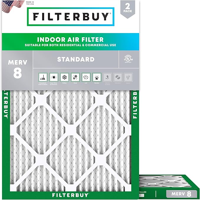 Filterbuy 20x27x1 Air Filter MERV 8 Essential Dust & Allergy Defense, by Filterbuy