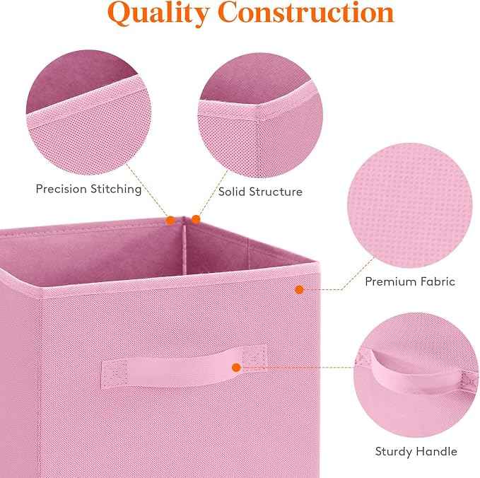 Lifewit Collapsible Fabric Storage Cubes Bins Set 11 Inch, Foldable Cubby