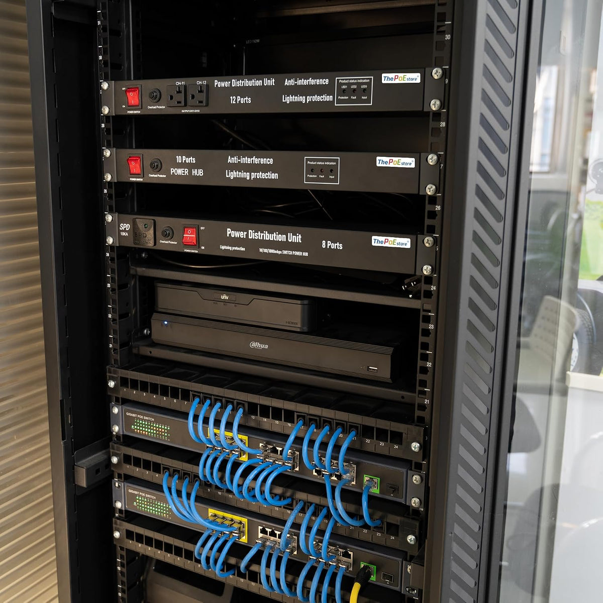 1U Horizontal PDU 19" Rack Mount Power Strip - Surge Protector