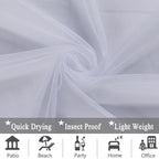10 x 10 ft Outdoor White Tulle Backdrop Curtains Waterproof Voile Sheer Screen - Image 7