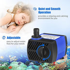 AQUANEAT Small Fountain Pump, 80 GPH Mini Submersible Water Pump - Image 3