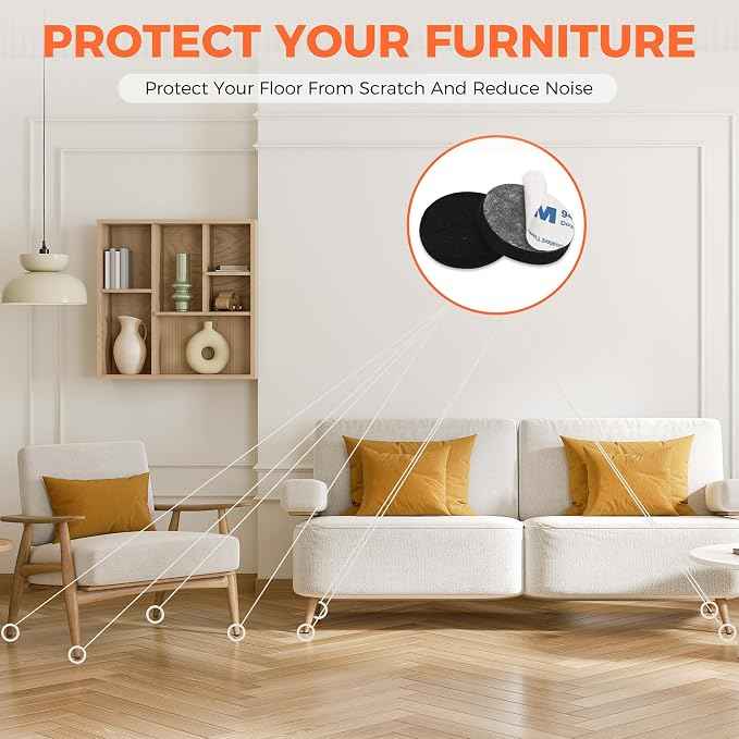 Felt Furniture Pads 120 PCS, Non Slip Self Adhesive Felt Pads Chair Leg Floor