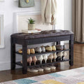 Shoe Storage Bench with Cushion, Entry Bench with Storage Solid Wood Shoe Bench