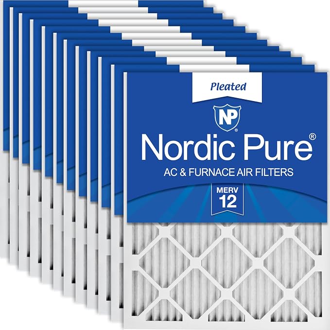 Nordic Pure 12x12x1 Pleated MERV 12 Air Filters 12 Pack by NordicPure