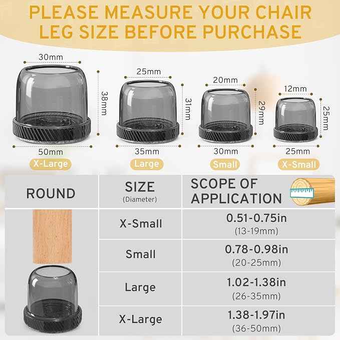 24PCS Extra Small Chair Leg Floor Protectors, Furniture Sliders, Chair Leg