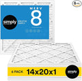 Simply 14x20x1 Air Filter, MERV 8, 6 Pack, by SimplyFilters