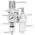 NANPU 1/4" NPT Compressed Air Filter Regulator Lubricator Combo Water/Oil Trap - Image 2