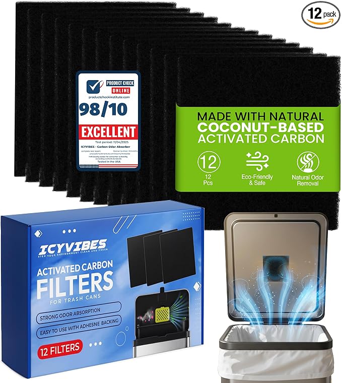 Premium 12 Pack Activated Carbon 3 in 1 Garbage Can Odor Absorber Filters by Unknown