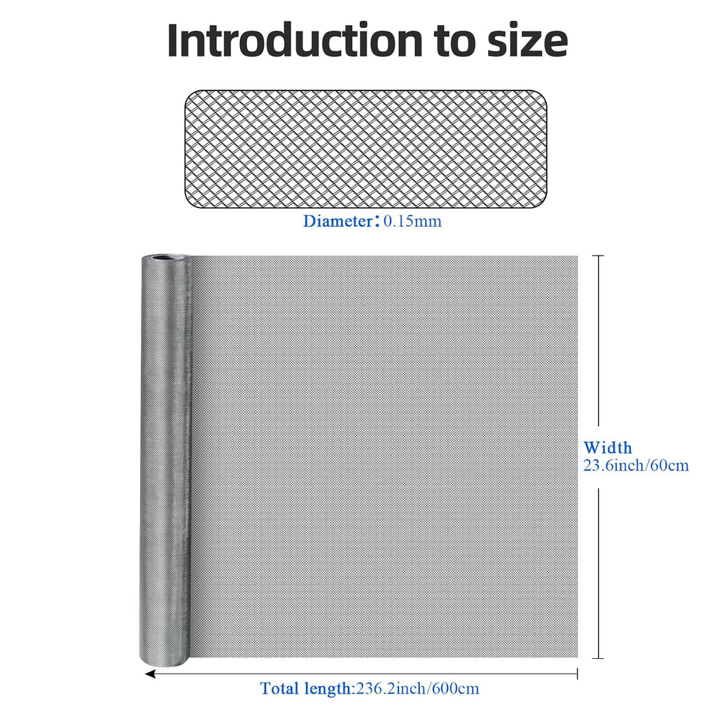 40 Mesh 304 Stainless Steel Mesh Screen, 24'' x 118''(60cm×300cm) Wire