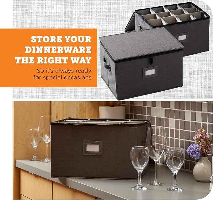 storageLAB Wine Glass Storage Containers, Hard Shell Organizer