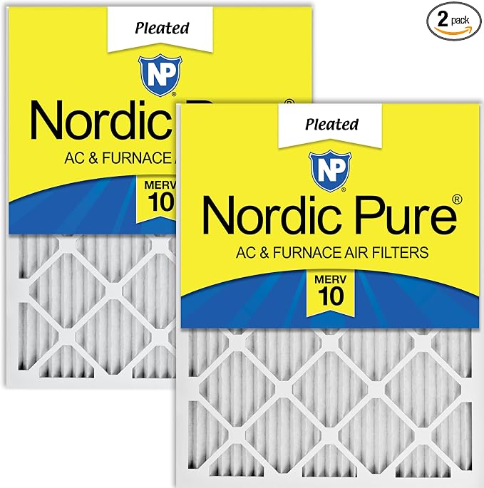 Nordic Pure 16x16x1 Pleated MERV 10 Air Filters 2 Pack by NordicPure
