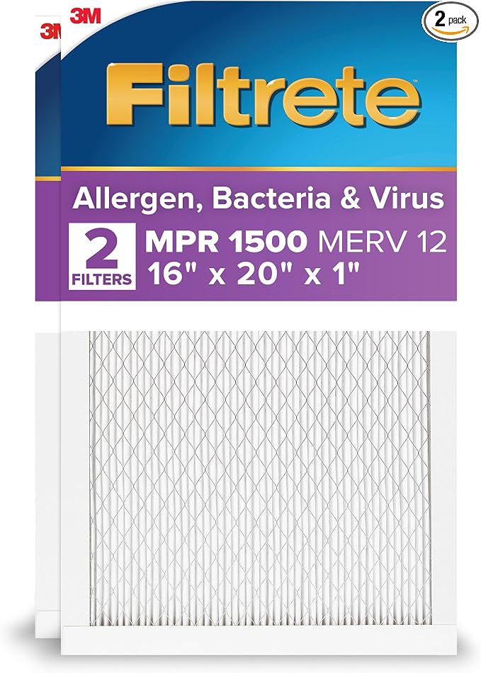 Filtrete 16x20x1 AC Furnace Air Filter, MERV 12, MPR 1500, CERTIFIED asthma & by Filtrete