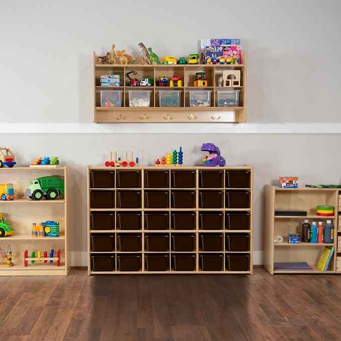 Wood Designs Cubby Storage Bin, Heavy Duty Plastic Containers