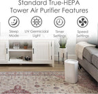 Crane Air Purifier with True HEPA Filter, UV Light, 250 Sq Feet Coverage - Image 3