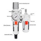 NANPU 1/2" NPT Auto-Drain Air Filter Regulator Lubricator Combo Water/Oil Trap - Image 2