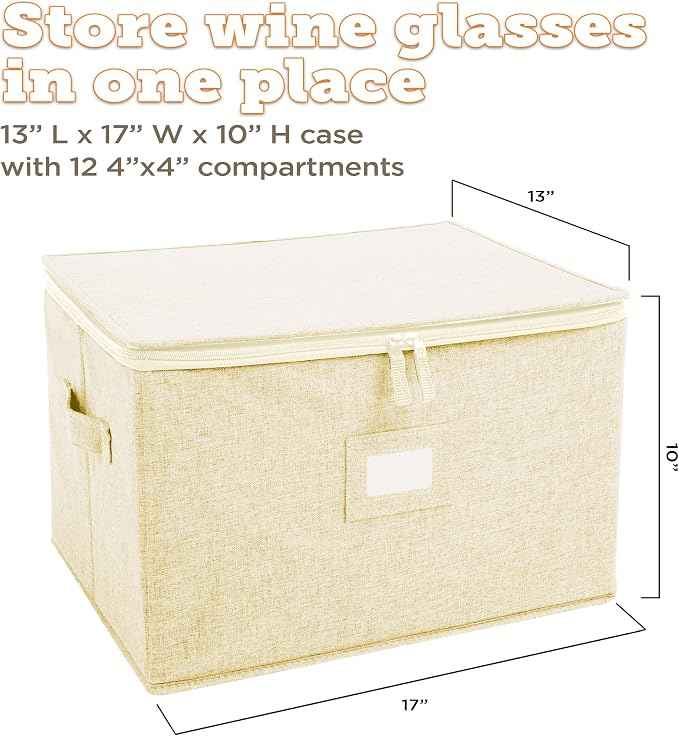 storageLAB Wine Glass Storage Containers, Hard Shell Organizer