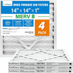 LotFancy 14x14x1 Air Filter MERV 8 4-Pack, Electrostatic Pleated Furnace & AC by LotFancy