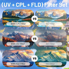 Universal 49mm Multi-Coated Lens Filter Kit, 3 Piece UV-CPL-FLD Camera Filters - Image 5