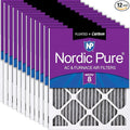 Nordic Pure 16x16x1 Furnace Air Filters MERV 8 Pleated Plus Carbon 12 Pack by NordicPure