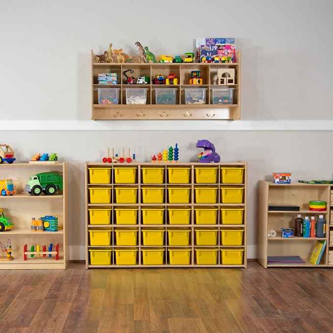 Wood Designs Cubby Storage Bin, Heavy Duty Plastic Containers