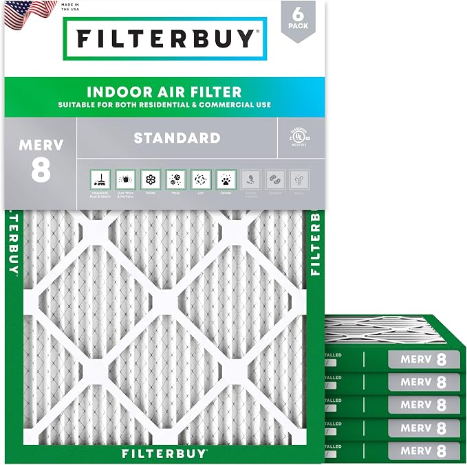 Filterbuy 17.5x21x1 Air Filter MERV 8 Essential Dust & Allergy Defense by Filterbuy