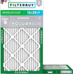 Filterbuy 12x25x1 Air Filter MERV 8 Essential Dust & Allergy Defense, by Filterbuy