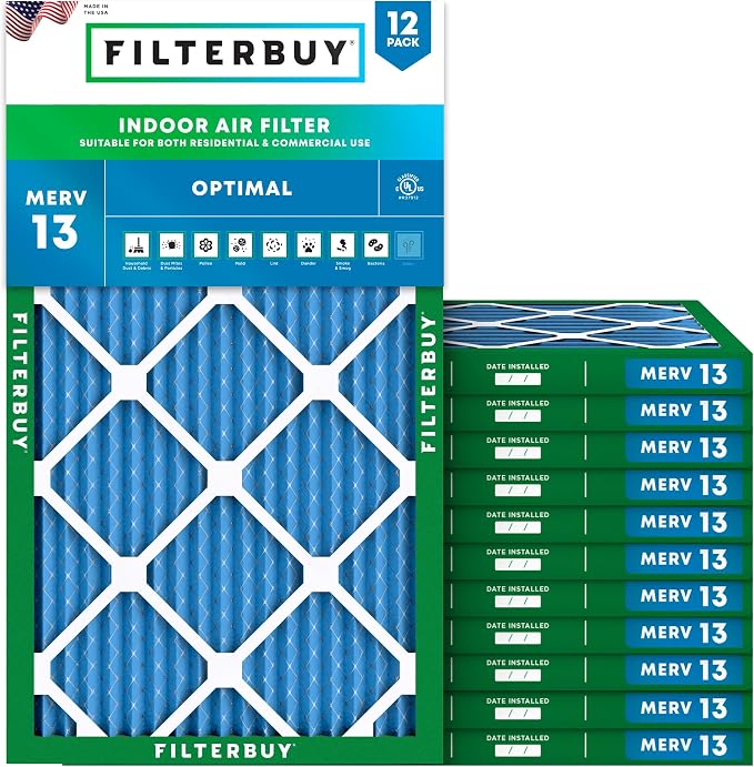 Filterbuy 20x30x1 Air Filter MERV 13 Optimal Smoke & Allergy Defense, by Filterbuy