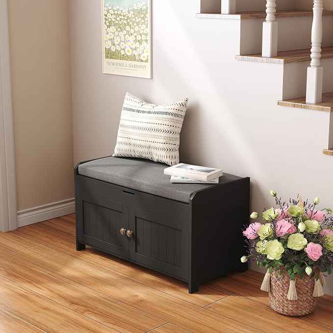 HOMEFORT 30" Shoe Bench with Lift Top Storage, Entryway Bench with Cushioned