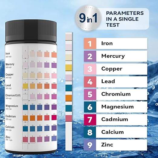 9 Way Heavy Metals Water Test Strips, 100ct Home Water Testing Kit - Image 2