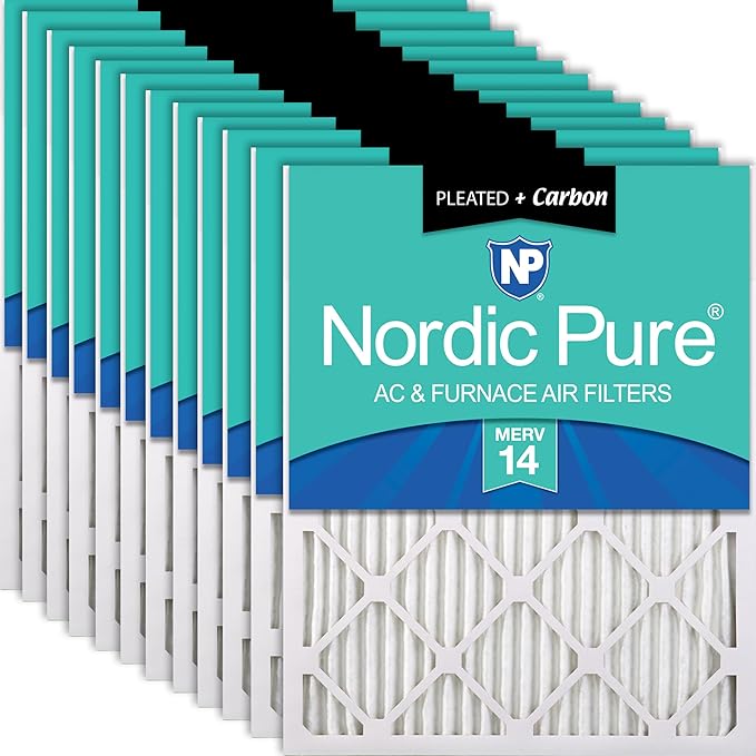 Nordic Pure 14x20x1 Pleated Air Filters MERV 14 Plus Carbon 12 Pack by NordicPure