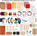Dunzoom 257 Pcs Laser Material Kit Laser Engraving Materials Including Acrylic - Image 2