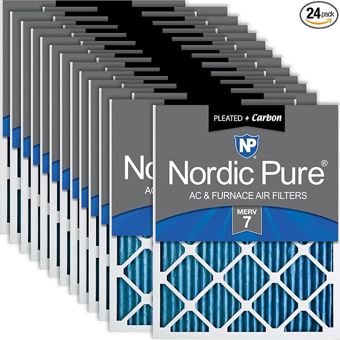 Nordic Pure 14x20x1 Pleated Air Filters MERV 7 Plus Carbon 24 Pack by NordicPure