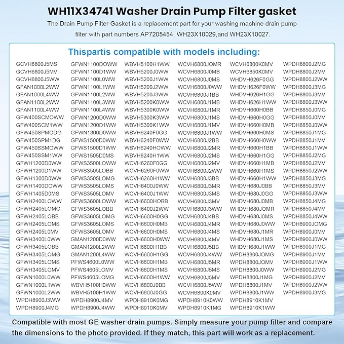WH11X34741 Washer Drain Pump Filter gasket | WH11X29539 Drain Pump gasket - Image 4