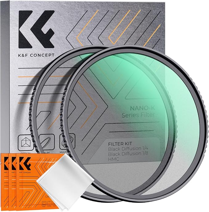 K&F CONCEPT 82mm Black Diffusion 1/4 & 1/8 Filters Kit Mist Cinematic Effect by KFCONCEPT