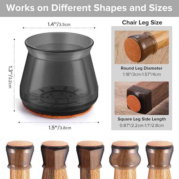24PCS Upgraded Silicone Chair Leg Floor Protectors