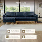 Poly & BARK Napa 104.5" Left-Facing Sectional Sofa – Midnight Blue Full-Grain
