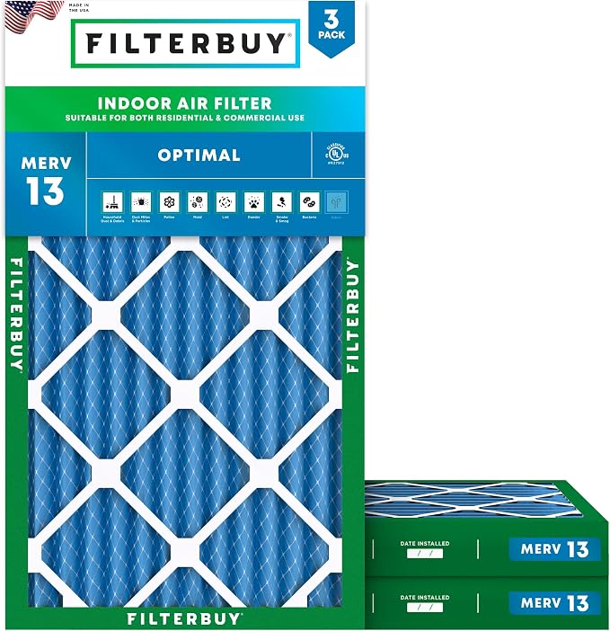Filterbuy 14x25x2 Air Filter MERV 13 Optimal Smoke & Allergy Defense, by Filterbuy