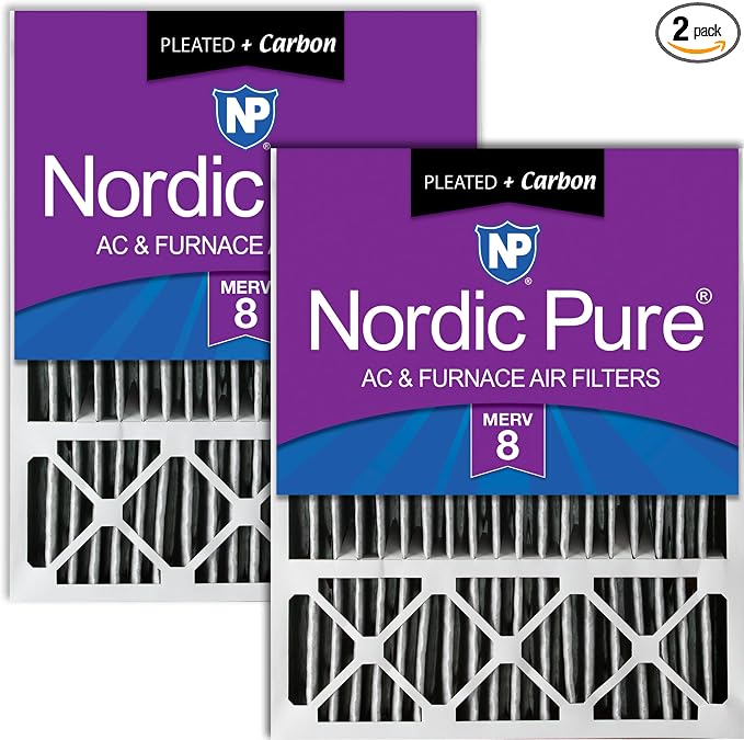Nordic Pure 20x25x5 Honeywell Replacement Air Filters MERV 8 Pleated + Carbon 2 by NordicPure