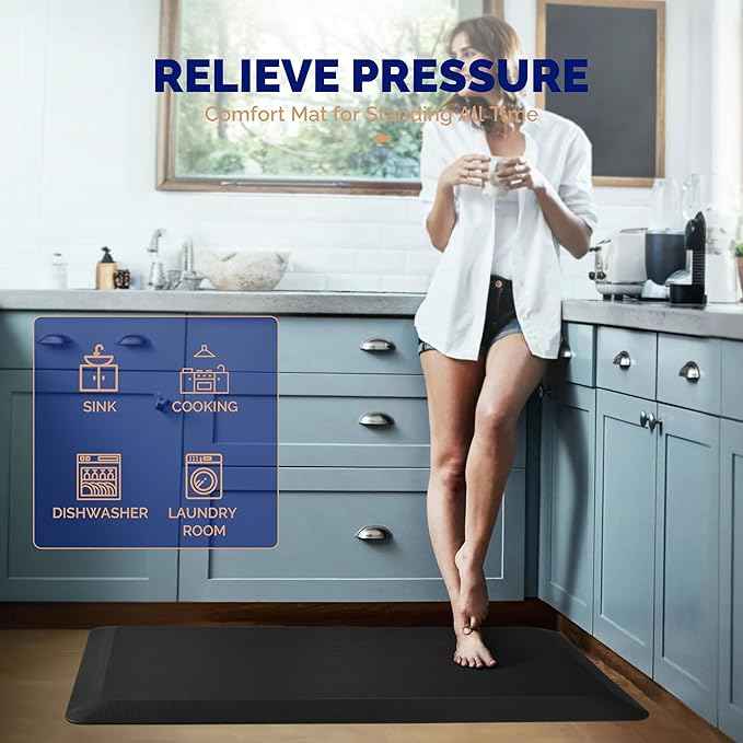 FEATOL Anti Fatigue Mat for Standing, 9/10 Extra Thick Ergonomic Standing Desk