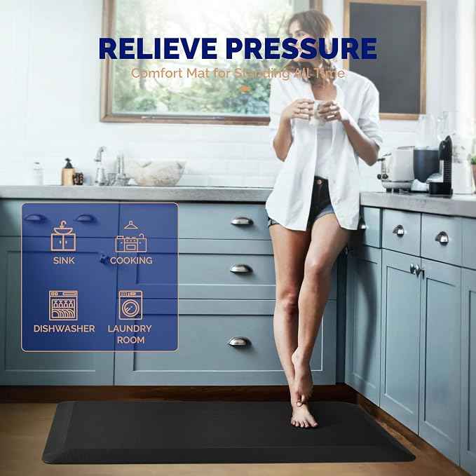 FEATOL Anti Fatigue Mat for Standing, 9/10 Extra Thick Ergonomic Standing Desk